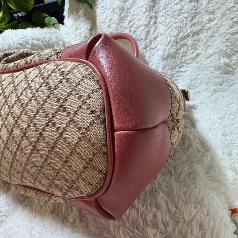 Gucci Beige Monogram Satchel with Pink-Brown Trim - Picture 8 of 15